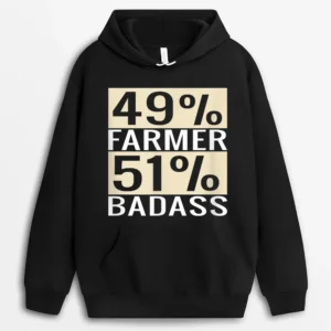 49 Farmer 51 Badass Farm Lover Farming Hoodie - Black
