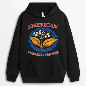 American Tobacco Farmer Leaf Grower Weed Agriculture Farming Hoodie - Black