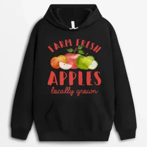 Apple Picking Farm Fresh Apples Farmer Hoodie - Black