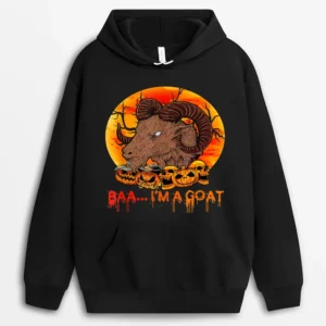 Baa I'm Funny Goat Halloween Goat Horror Pumpkins Farmer Hoodie - Black