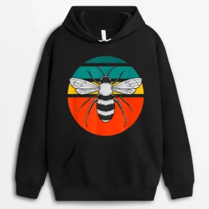 Bee Lover Farmer Design Vintage Queen Honeybee Beekeeper Hoodie - Black