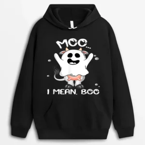 Boo Boo Crew Ghost Cow Moo I Mean Boo Farmer Cute Halloween Hoodie - Black
