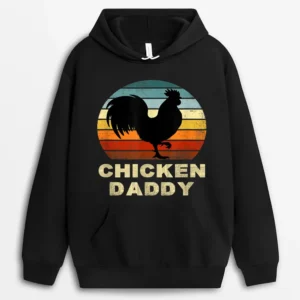 Chicken Daddy  Vintage Chicken Daddy Farmer Hoodie - Black