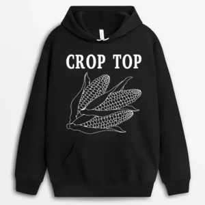 Crop Top Funny Farmer Farming Corn Lover Hoodie - Black