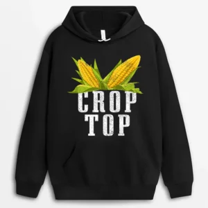 Crop Top Funny Farming Crops Farm Corn Farmer Hoodie - Black