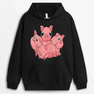 Cute Piglet Farming Animal Lover Farm Animal Farmer Pig Hoodie - Black