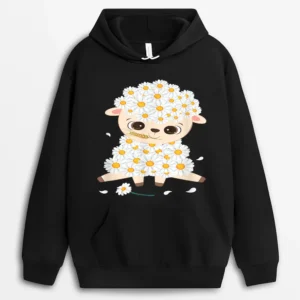 Cute Sheep Flowers - Herder Sheep Farmer Hoodie - Black