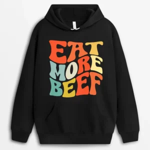 Eat More Beef Support Local Farmers Farming Farmer Market Premium Hoodie - Black
