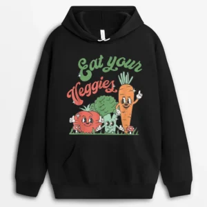 Eat Your Veggies Farmers Market Vegan Vegetarian Vegetable Hoodie - Black
