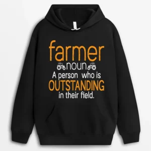 Farmer Noun A Person Who Is Outstanding In Their Field Farm Hoodie - Black