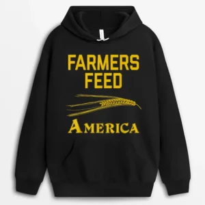 Farmers Feed America Grain Wheat Farm Family Hoodie - Black
