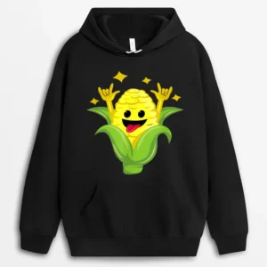 Funny Corn Design Corn On Cob Dancing Farmers Hoodie - Black
