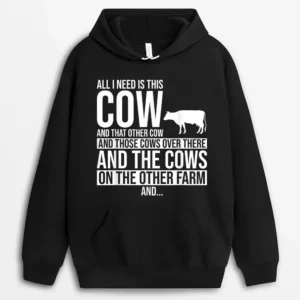 Funny Cow Farming Cows Tractor Farmer Hoodie - Black