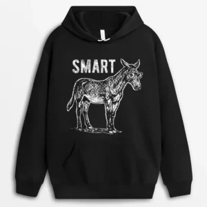 Funny Cute Donkey 'Smart Ass' Nice Ass Donkey Hoodie - Black