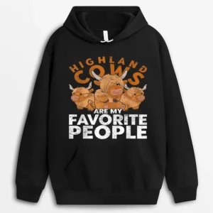 Funny Farm Animal Lover Farmer Scottish Highland Cow Hoodie - Black