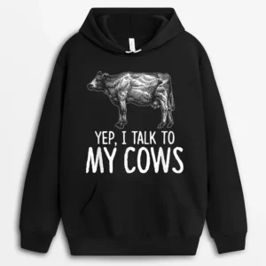 Funny Farm Lover Cow Graphic Farmer Hoodie - Black
