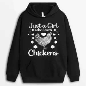Funny Girl Chicken Design For Kids Women Mom Chicken Lover Hoodie - Black