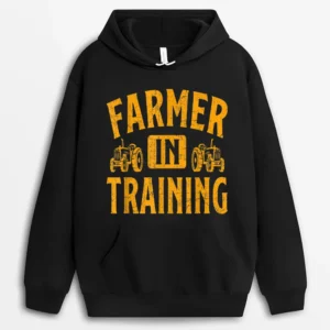 Funny Tractor Boys Youth Men Farmer In Training Tractor Hoodie - Black