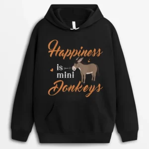 Happiness Is Mini Donkey Donkey Mom Dad Donkey Farmer Lover Hoodie - Black