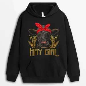 Hay Girl Cow Girl Farmer Hoodie - Black