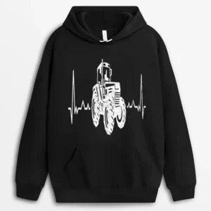 Heartbeat Tractor  Local Farm Lover Funny Farmer Hoodie - Black
