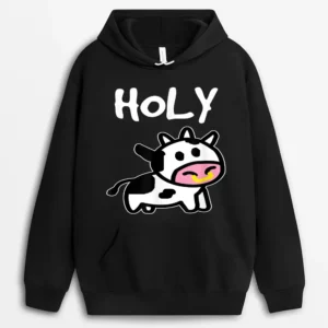 Holy Cow - Funny Farmer Cow For Adults Kids Boys And Girls Hoodie - Black