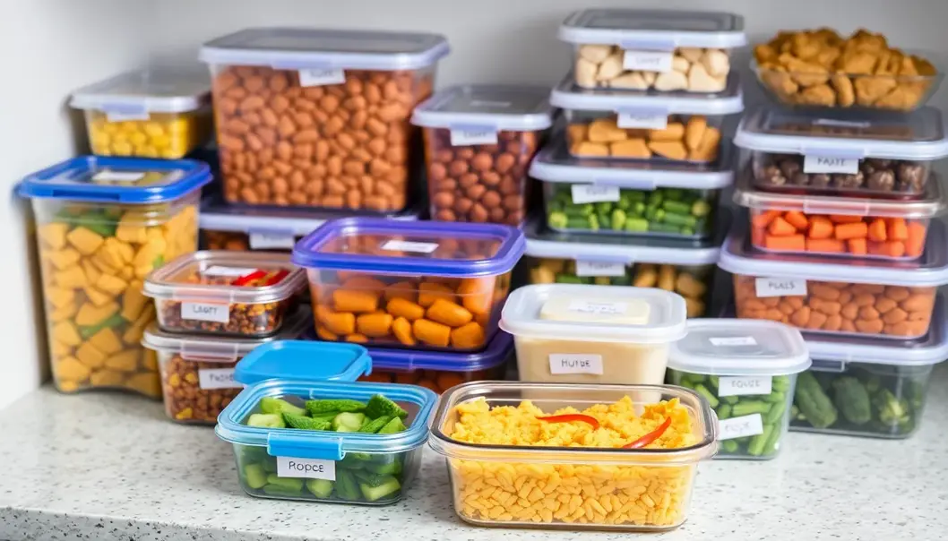 A young adult efficiently planning meals with a digital grocery list.