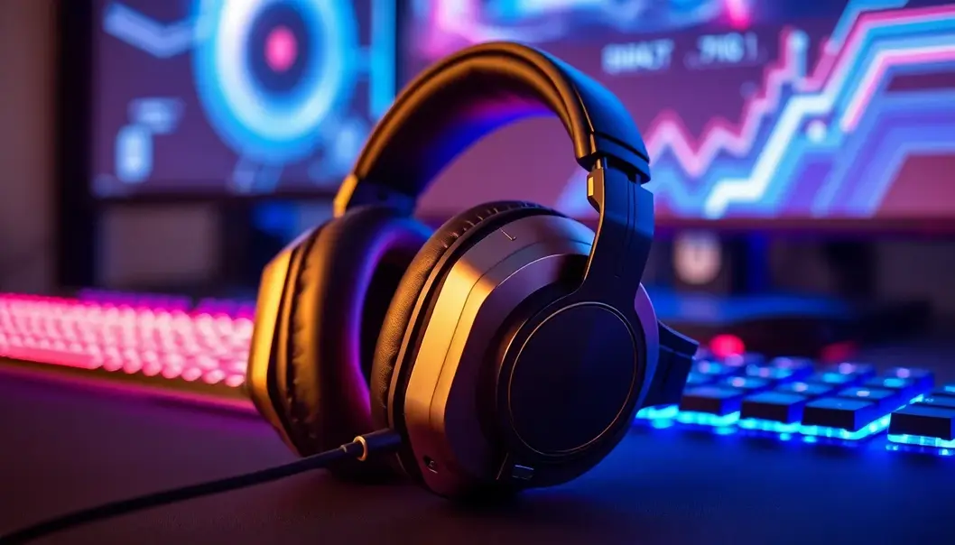 A stylish gaming headset that combines luxury materials and modern design.
